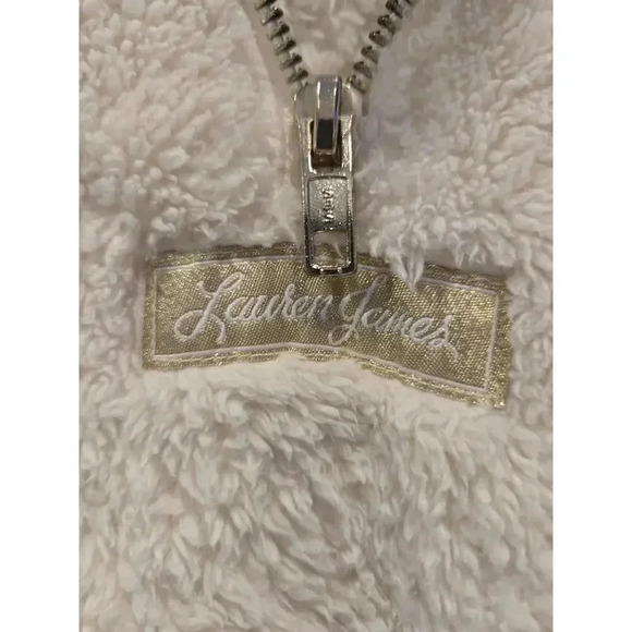 Lauren James Women's Ivory Sherpa Pullover Jacket Size L 3/4 Zip Casuals - Picture 4 of 16